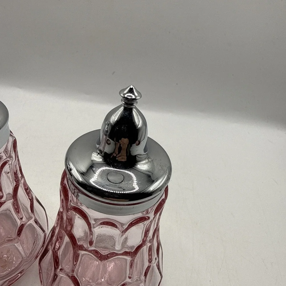 Fenton Art Glass Vintage Pink Thumbprint Salt and Pepper Shaker Set